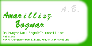 amarillisz bognar business card